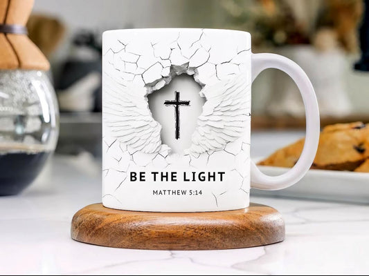 "Be The Light" Matthew 5:14 Angel Wing Mug