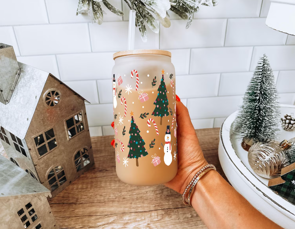 Christmas Themed Glass Tumblers