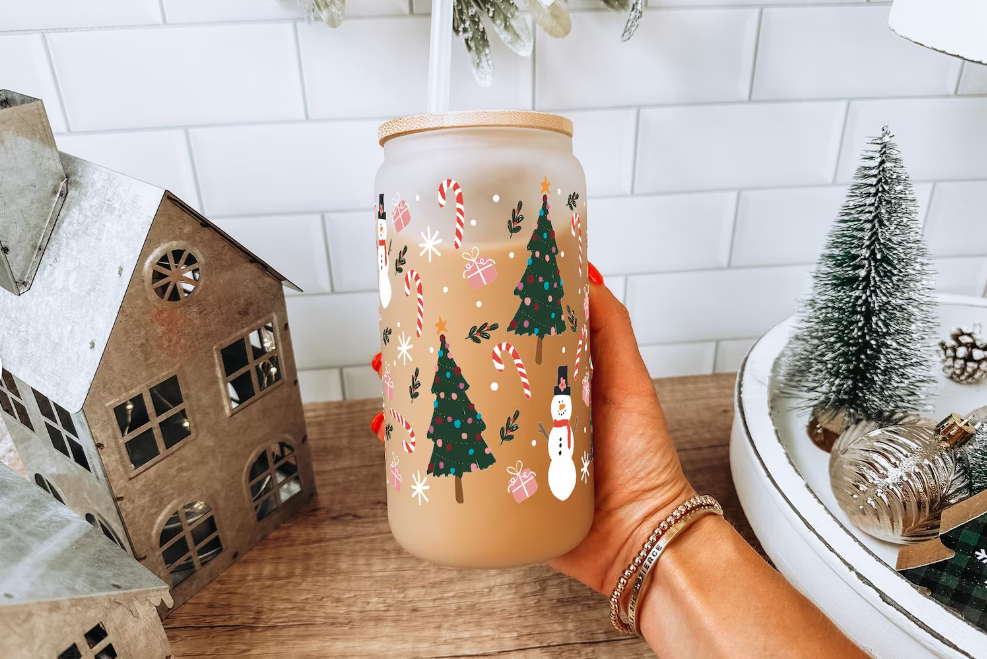 Christmas Themed Glass Tumblers
