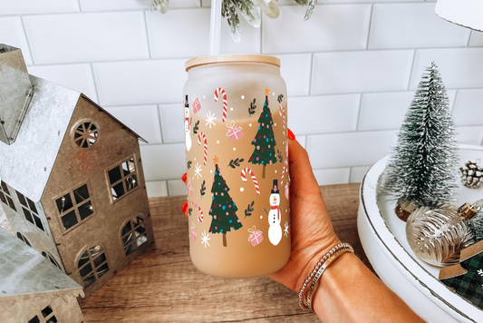 Christmas Themed Glass Tumblers