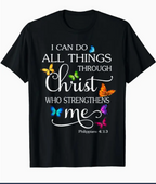 "Strength Through Christ" Butterfly Scripture Tee – Philippians 4:13