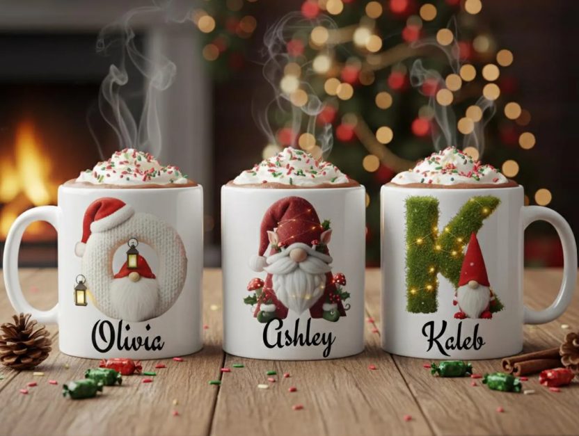 Custom Christmas Mug Collection – Photo, Name & Festive Character Styles