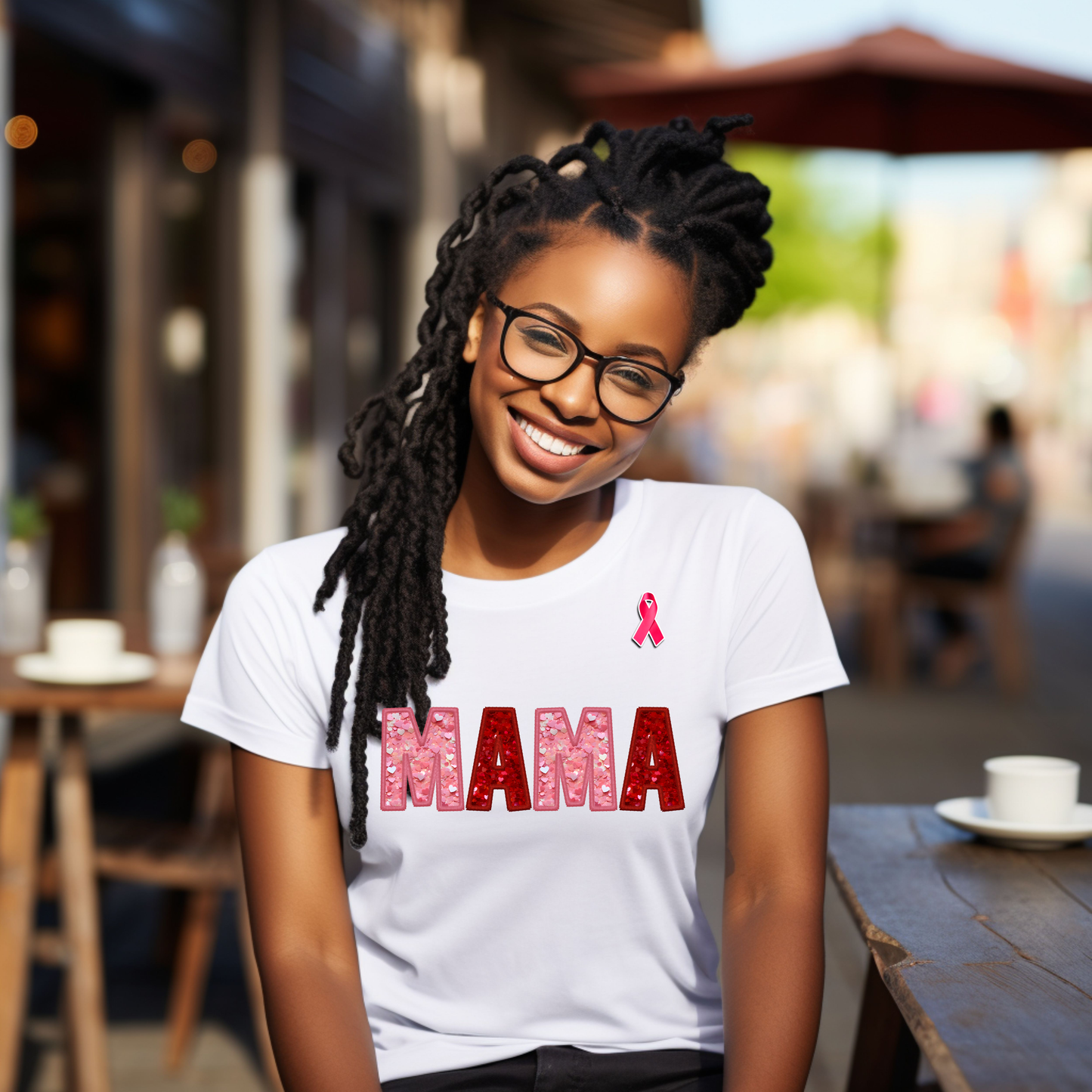 Breast Cancer Awareness MAMA T-shirts with pink Ribbon